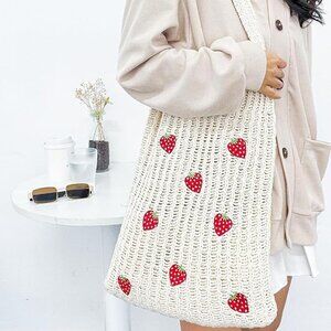 Strawberry pattern handmade tote bag 14 x 10 x 26inch